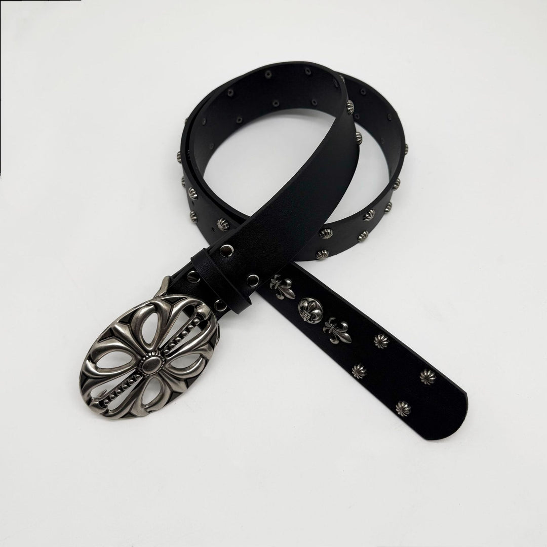 Studded Belt with Carved Crosses and Openwork Plate Buckle