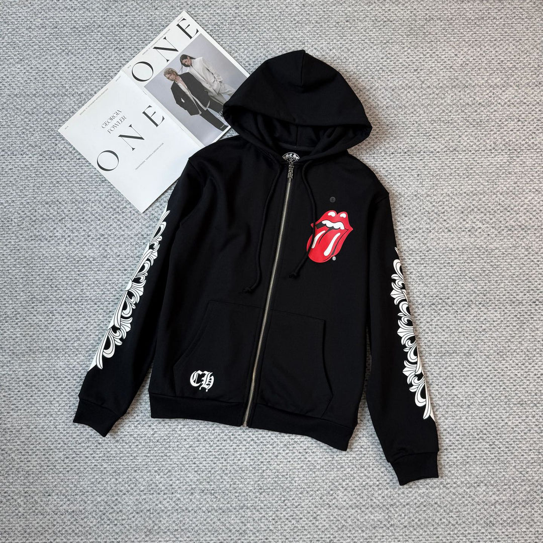 Chrome Hearts Red Lips hooded sweatshirt jacket