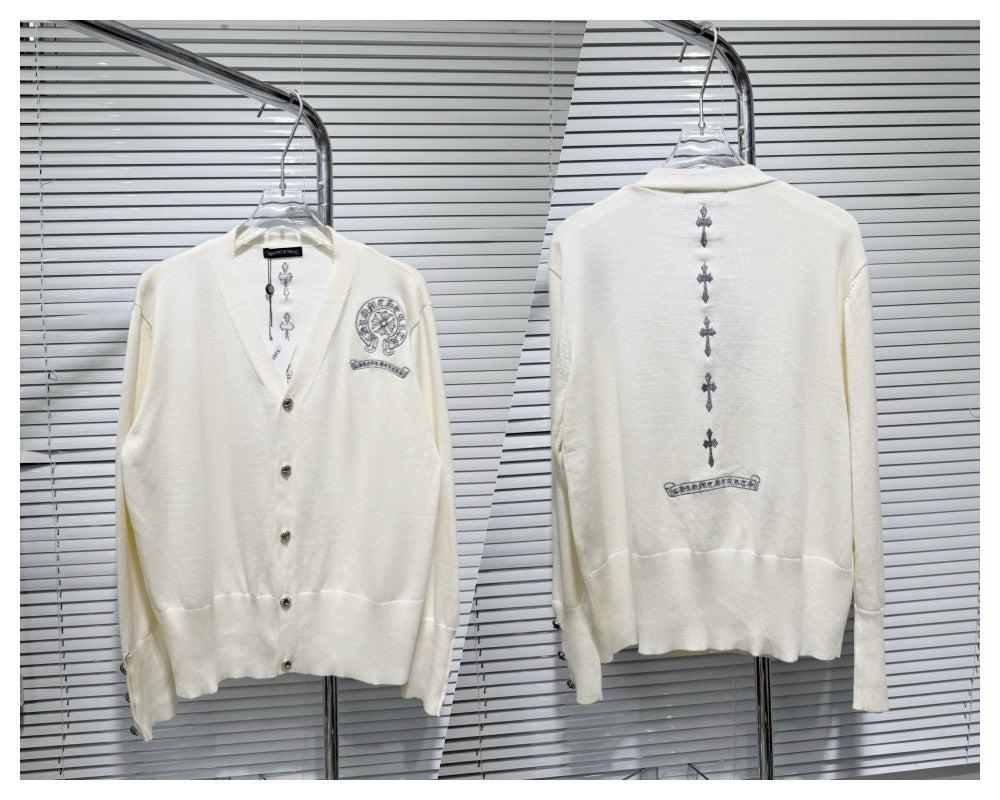 Chrome hearts cross cotton knitted cardigan sweater