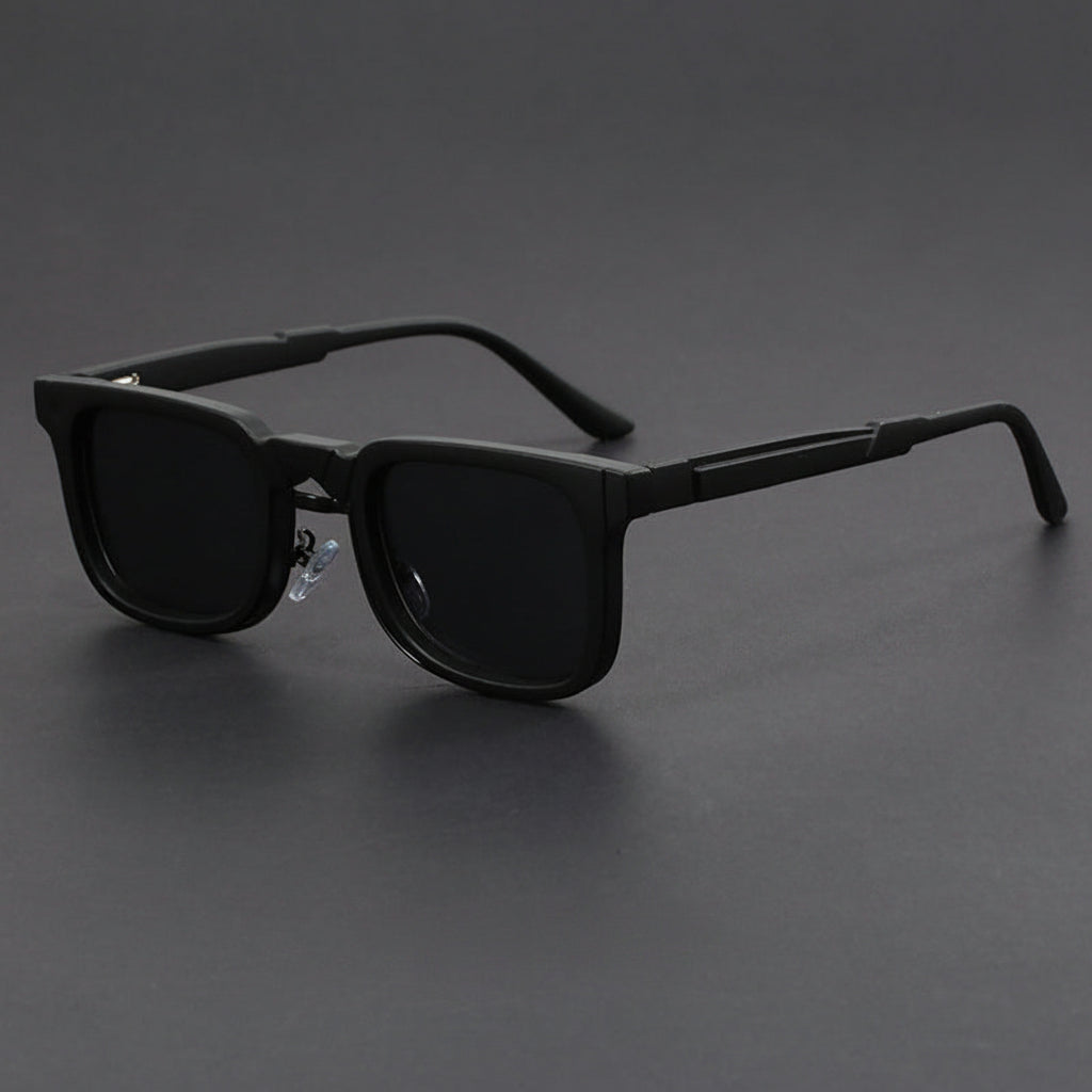 Retro European and American Square Sunglasses with Spring Temples