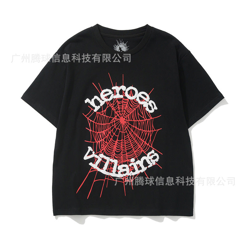 Sp5der short-sleeved foam letter T-shirt
