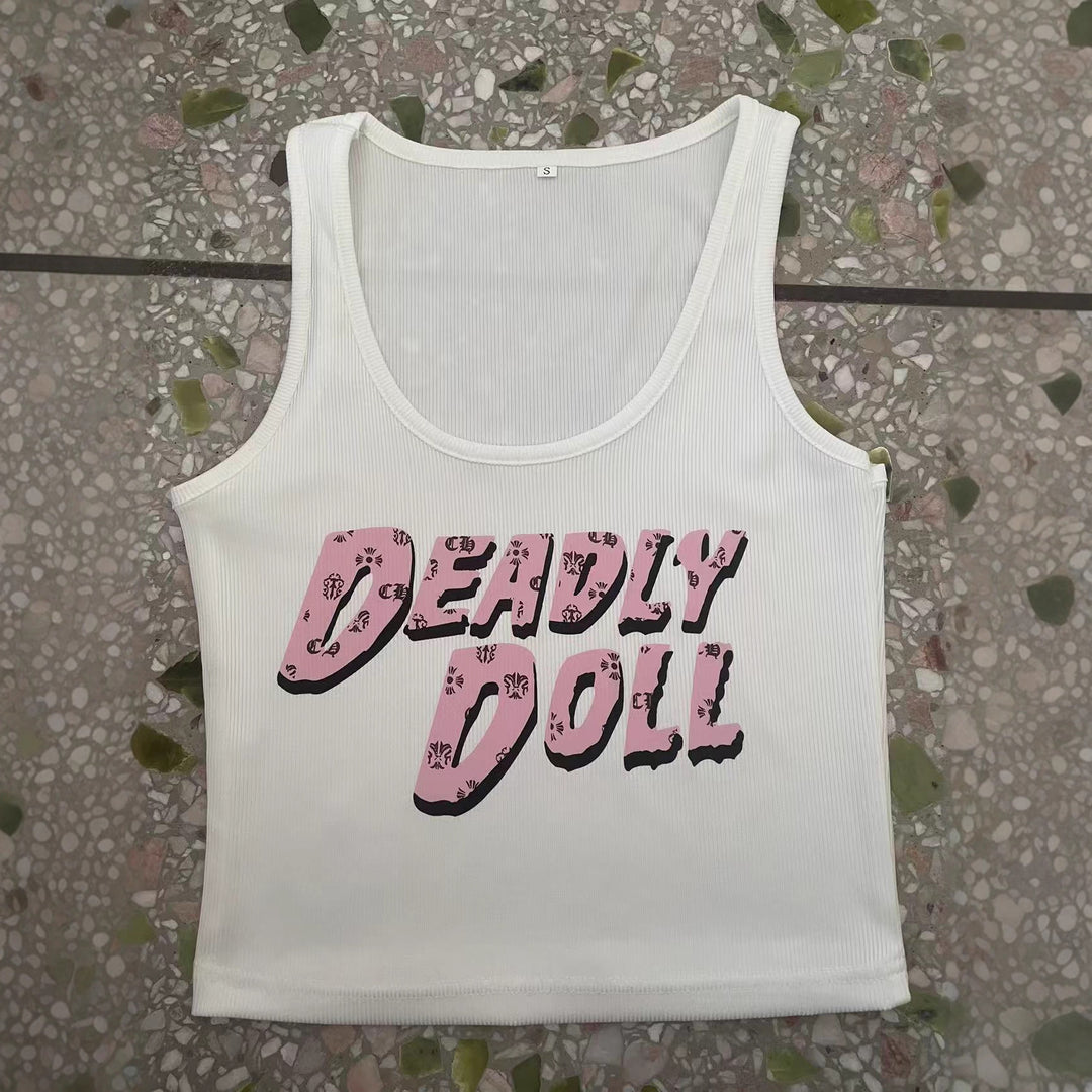 Chrome Hearts Sexy Letter Print U-Neck Tank Top