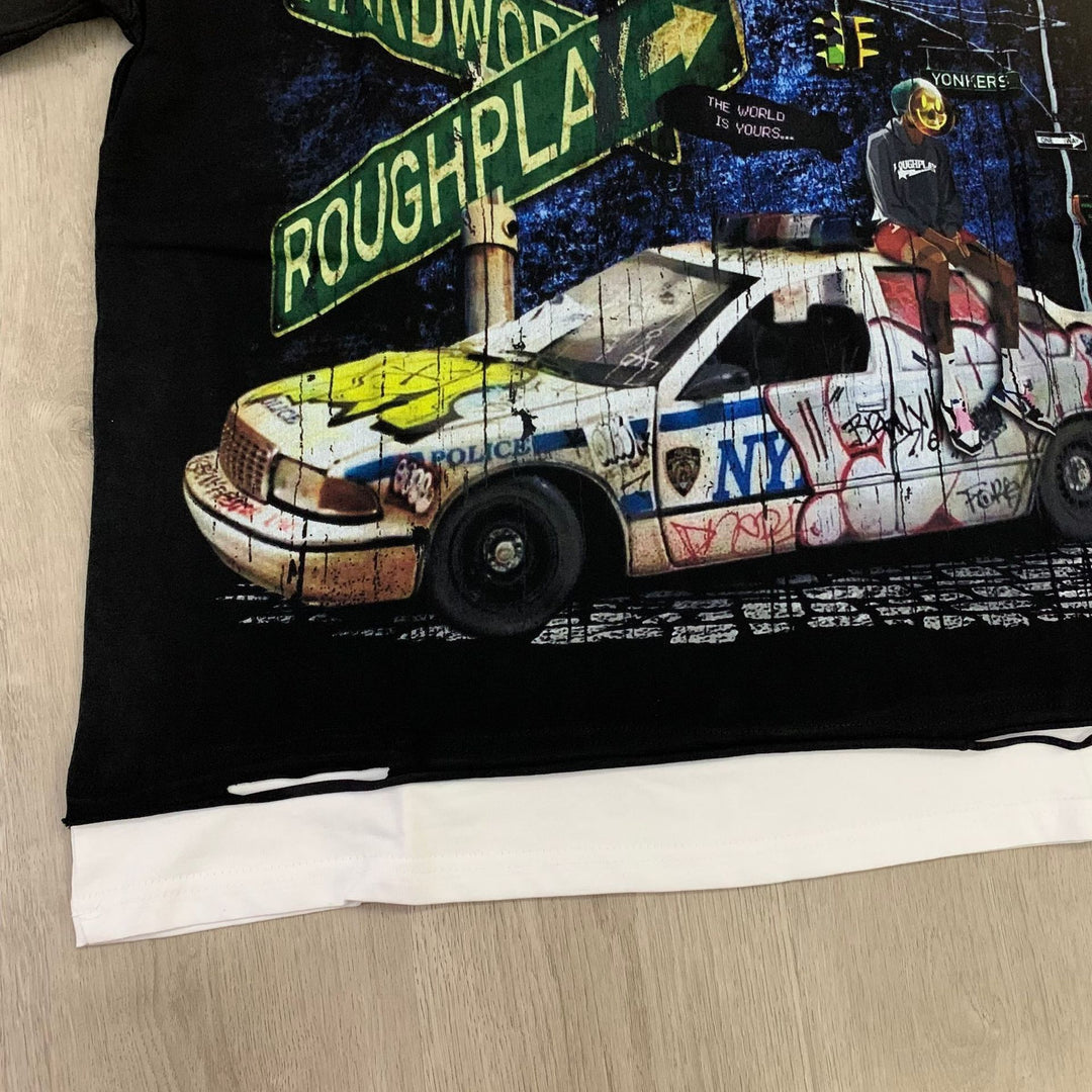 RoughPlay NYC Distressed, Ripped, and Sparkling Short-Sleeve T-Shirt