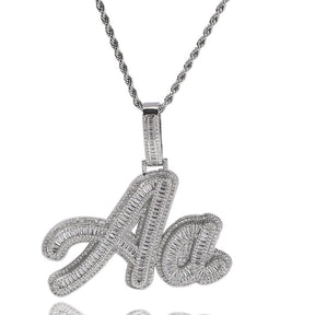 JON Stitching Diamond Letter Pendant Hip Hop Necklace