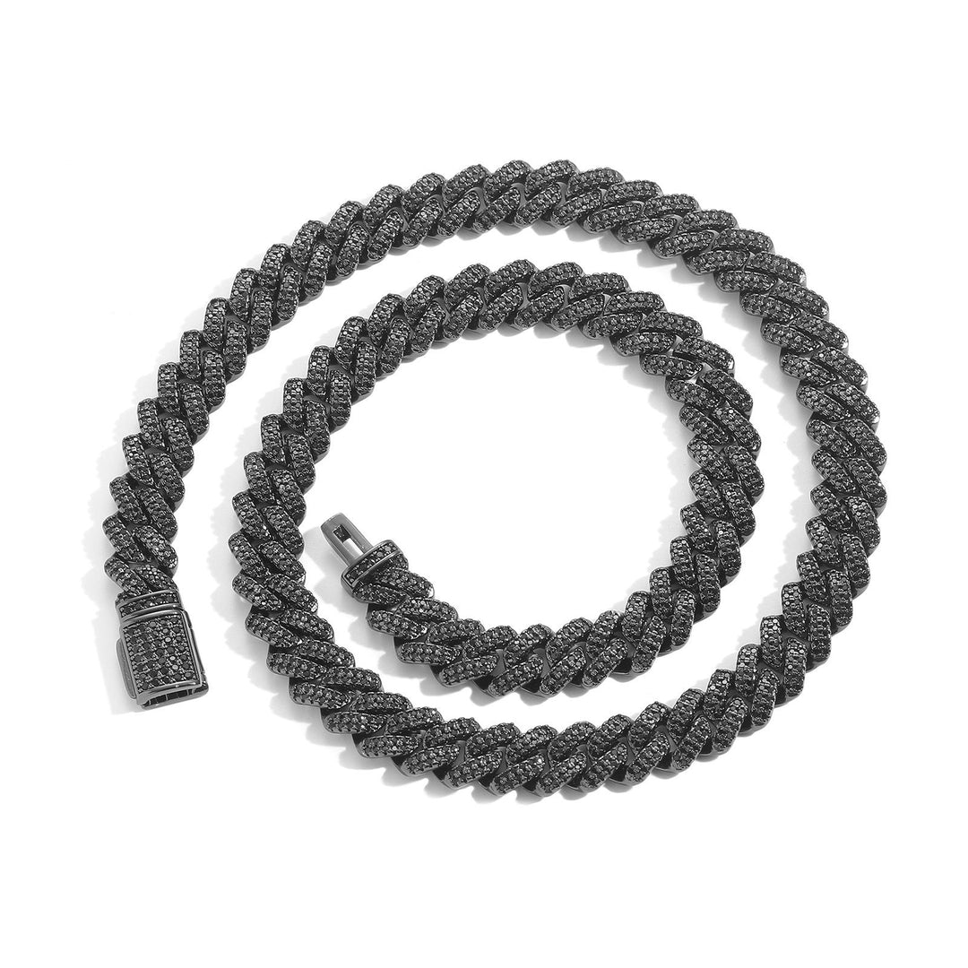 Hip-Hop Black Zirconia Rhombus Cuban Link Chain
