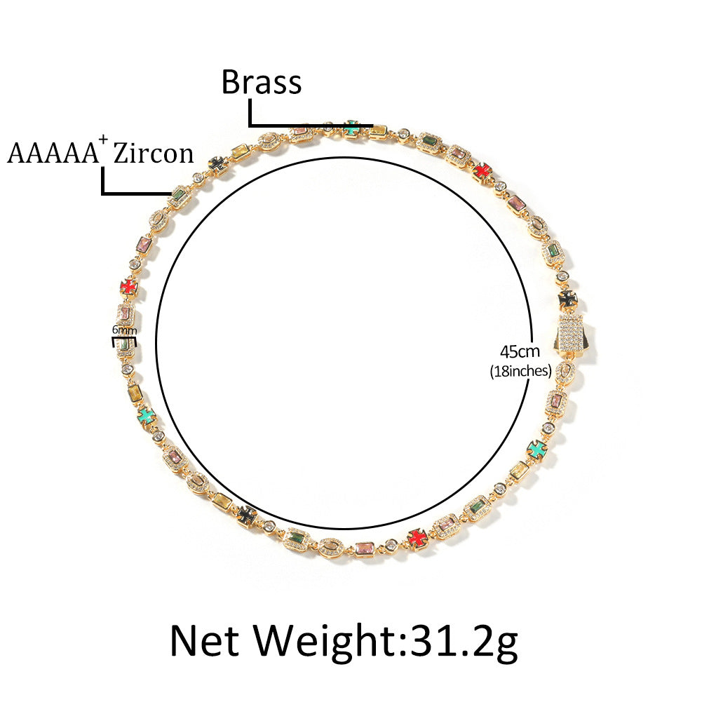 6mm diamond-encrusted colored gemstone bracelet