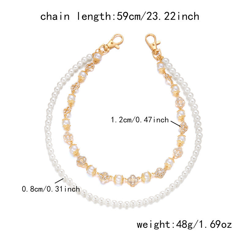 Multi-Color Gemstone, Pearl, and Cross Punk Waist Chain