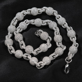 10mm Micropaved 5A Zirconia Ball Chain Necklace