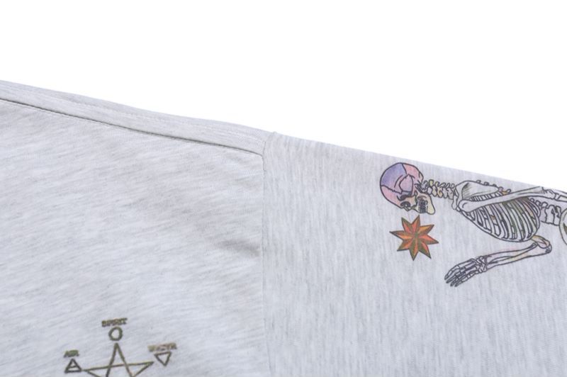 Skull angel print vintage distressed long - sleeve