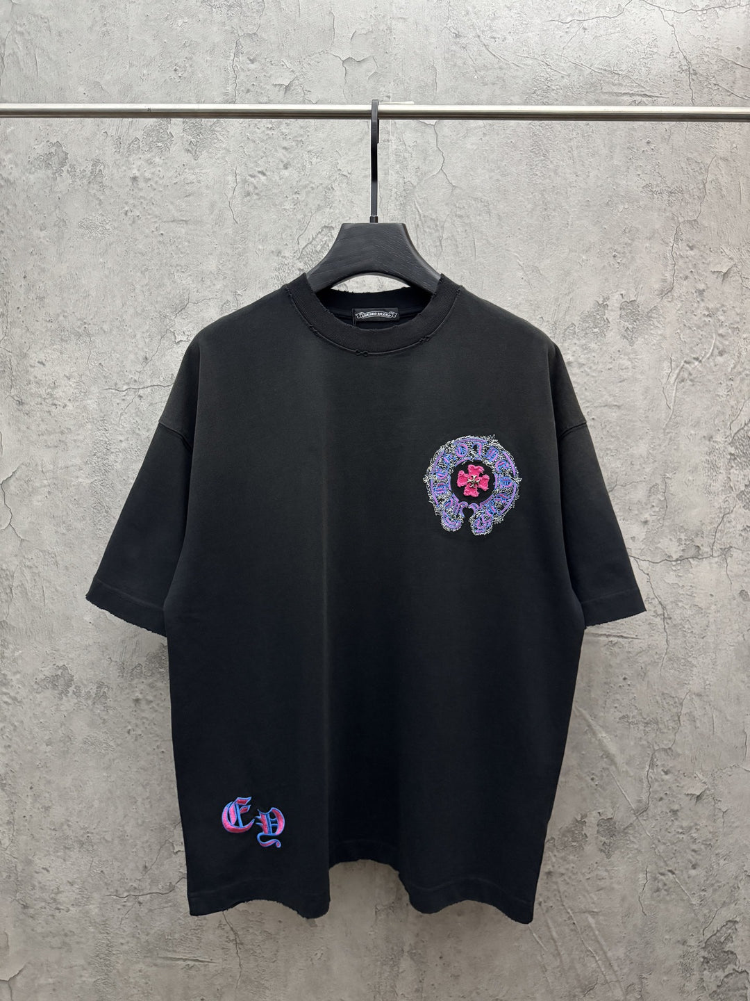 Chrome Hearts Washed Appliqué Embroidered Short-Sleeve T-Shirt