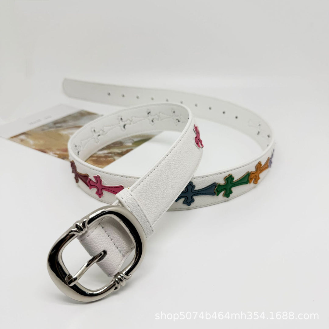 Chrome Hearts Cross-Motif Classic Leather Belt