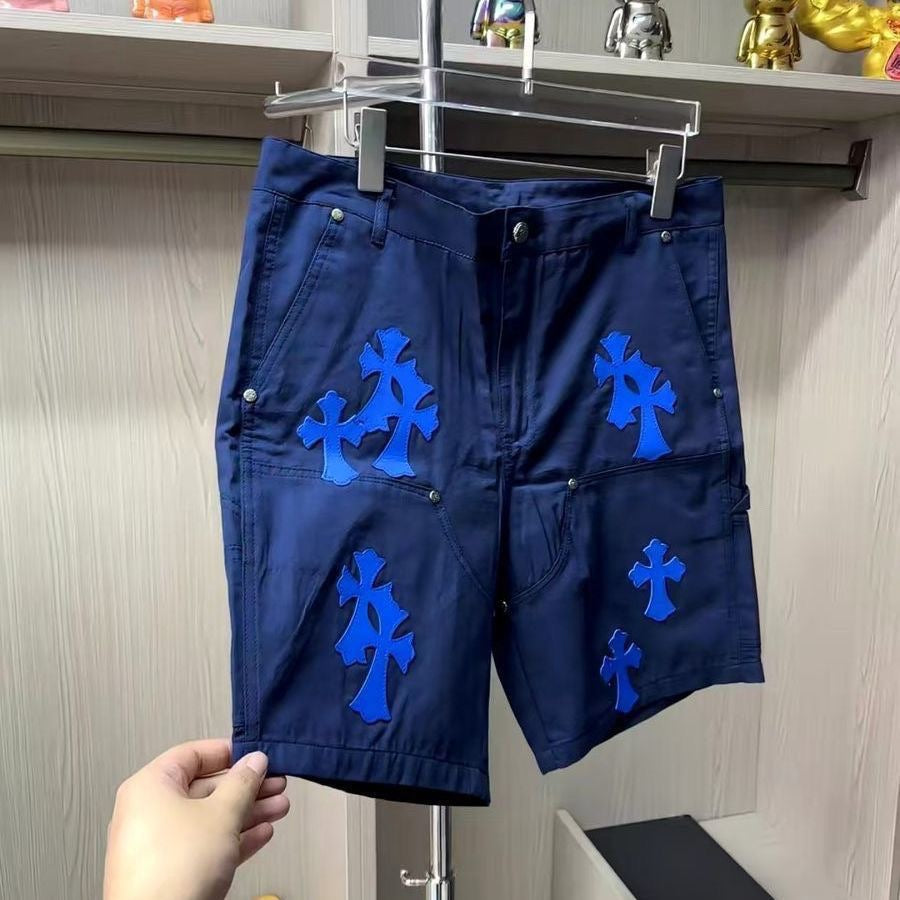 Chrome Hearts cross-patterned silver-plated buckle cargo shorts