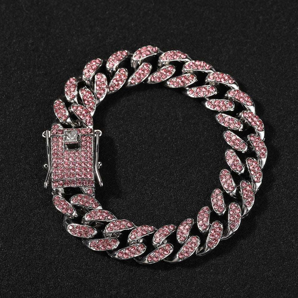 Pink diamond alloy heart geometric versatile bracelet