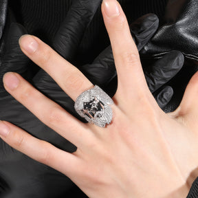 Hip-hop exaggerated portrait inlaid zircon ring