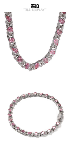 Pink Love Infinity Chain Diamond Necklace