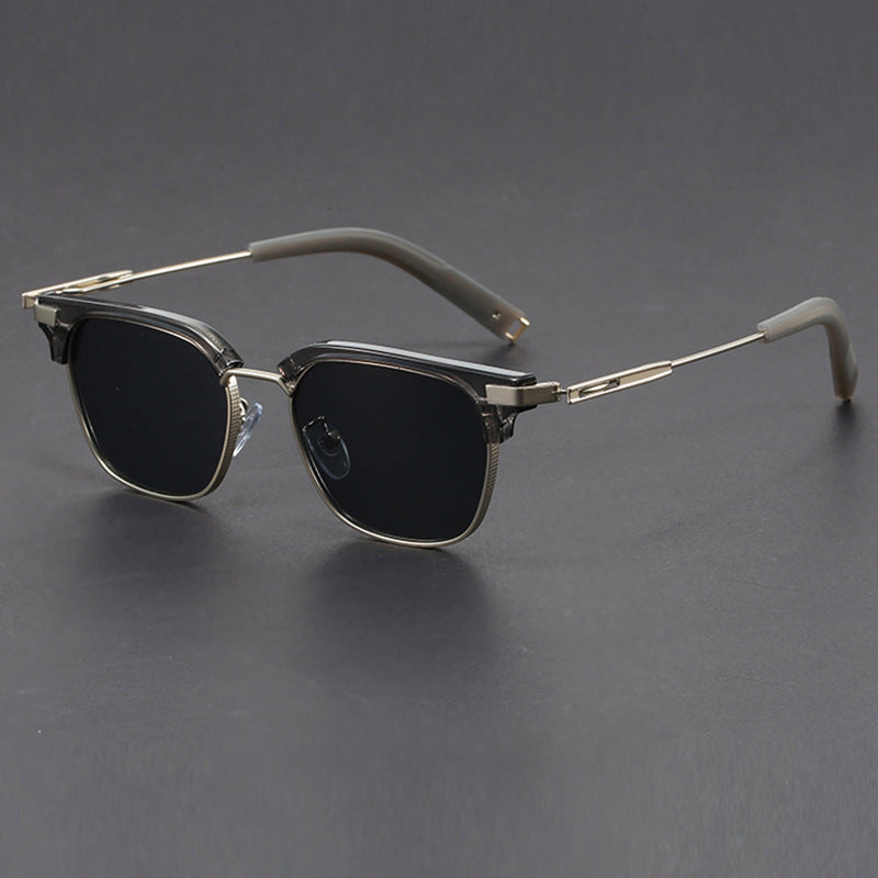 Classic half-rimmed browline Clubmaster sunglasses