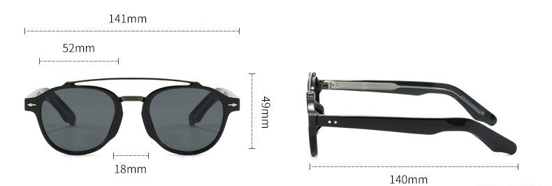 Retro Double Bridge Round Frame Slimming Sunglasses
