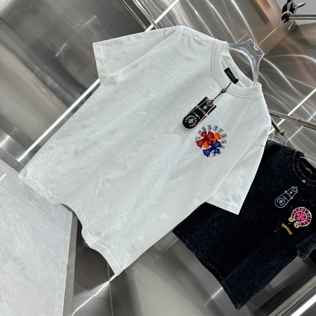 Chrome Hearts Washed Appliqué Embroidered Short-sleeved T-shirt