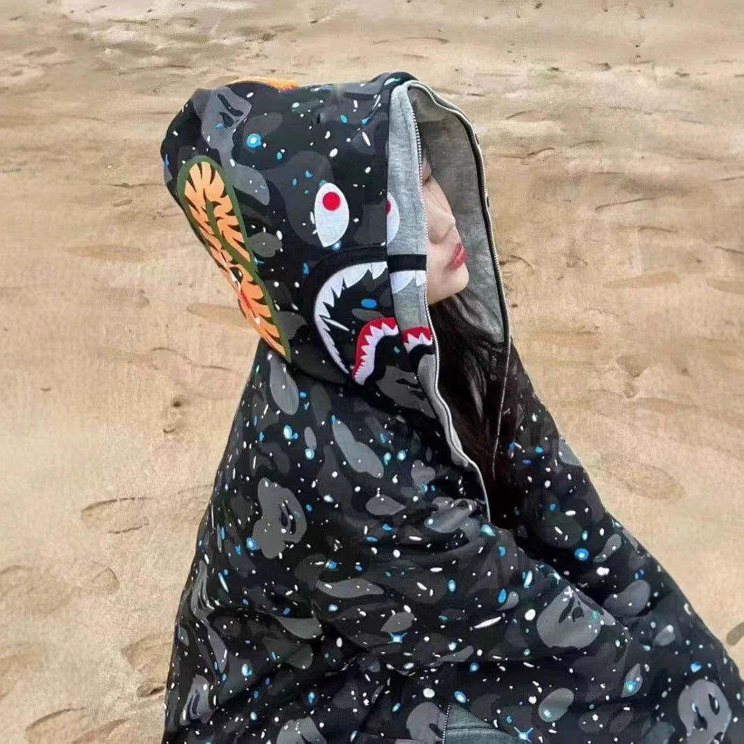 BAPE Shark head camouflage zip-up jacket