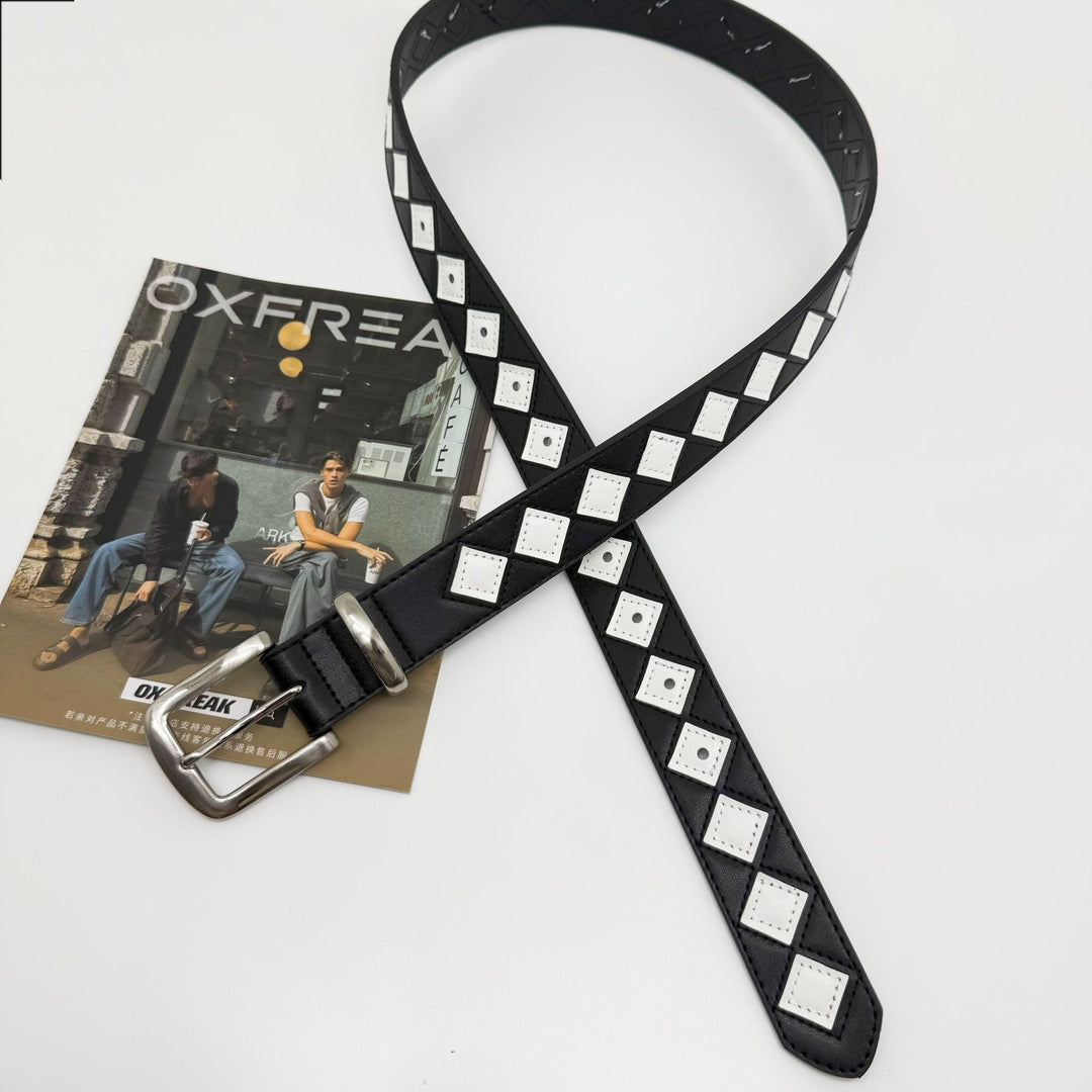 Minimalist Checkered Leather Belt