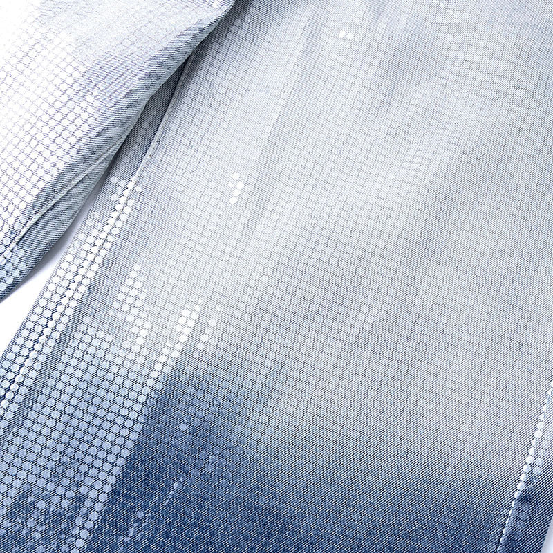 Rhinestone sequin gradient color wide-leg jeans