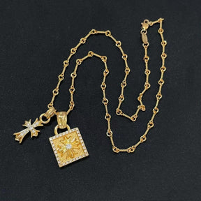 Chrome Hearts Square Pendant Cross Necklace