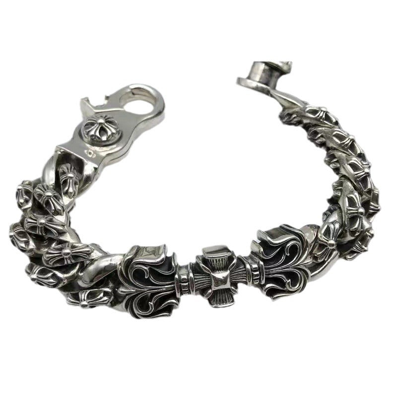 Domineering chrome hearts cross thick bracelet