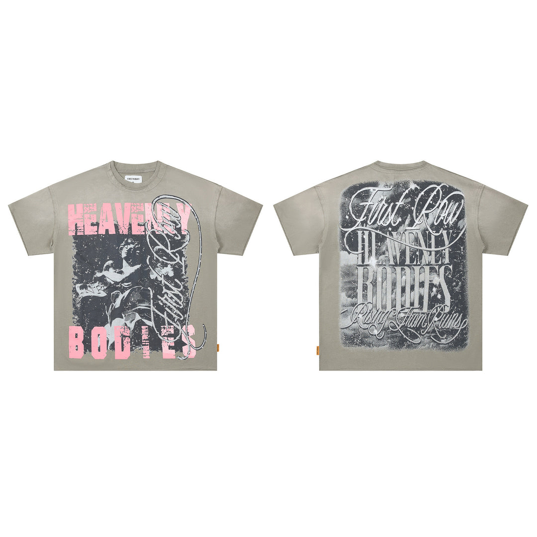 FIRST ROW LOST UTOPIA UNIVERSE CROPPED TEE White