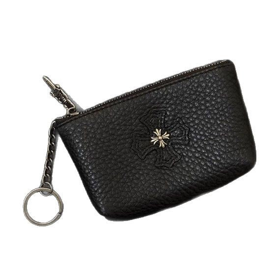 Chrome Hearts top-grain leather cross coin purse