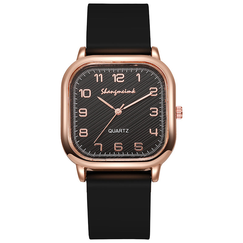 Fashionable quartz women's watch with silicone strap