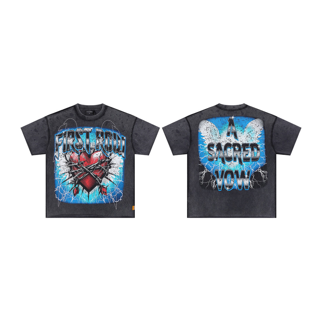 FIRST ROW LOST UTOPIA UNIVERSE CROPPED TEE White