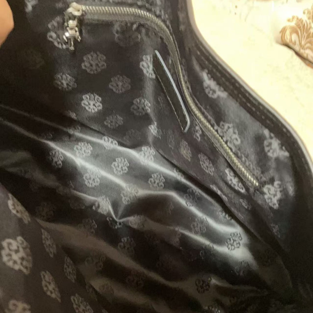 Chrome Hearts Genuine Leather Handbag with Floral Pattern