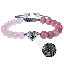 Pink zebra stone beaded heart-shaped projection bracelet