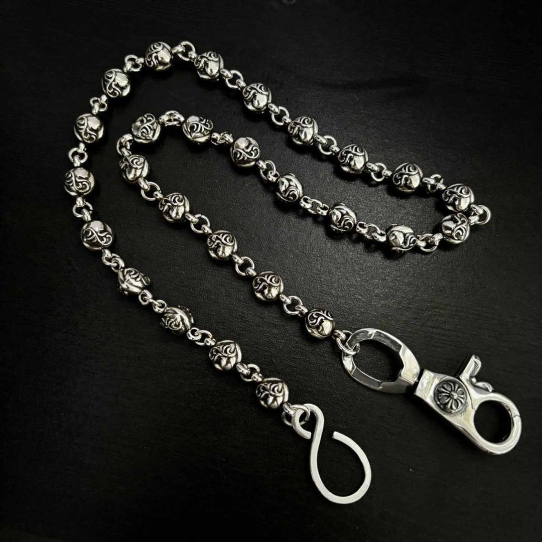 Chrome Hearts cross-shaped floral boat anchor dice pants chain