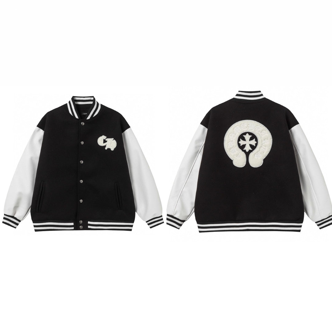 Chrome Hearts Embroidered Cross Baseball Jacket