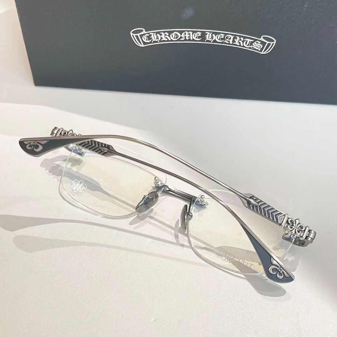 Chrome Hearts rimless oval frame glasses