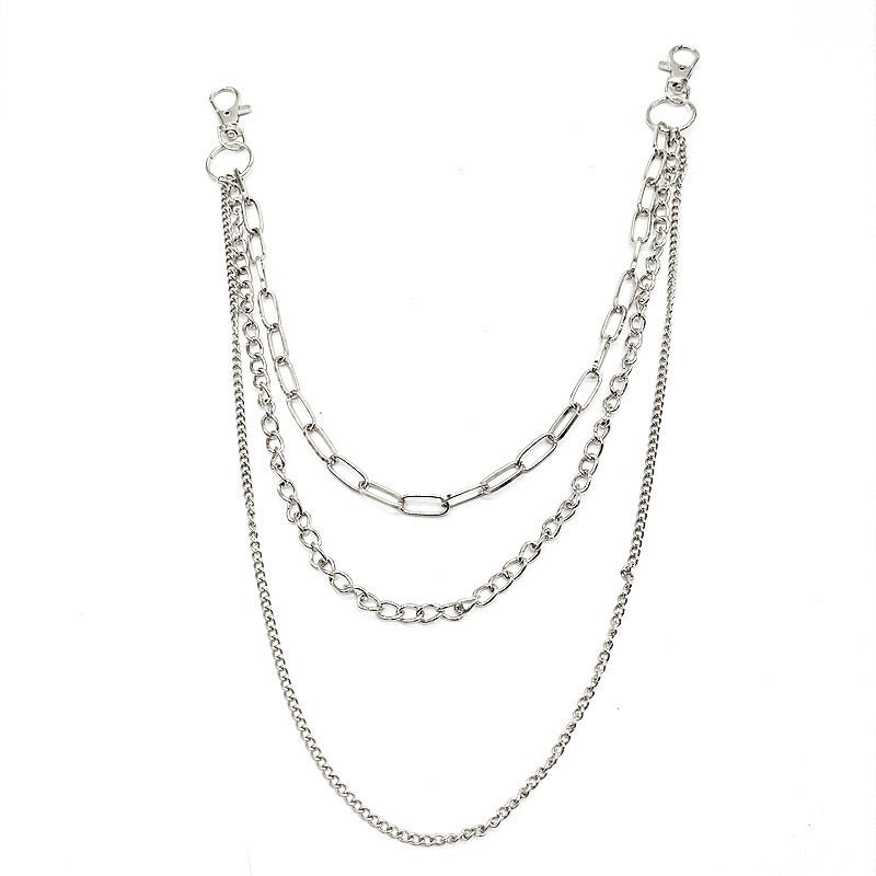 Irregular Pearl & Cuban Link Mixed-Material Punk Waist Chain