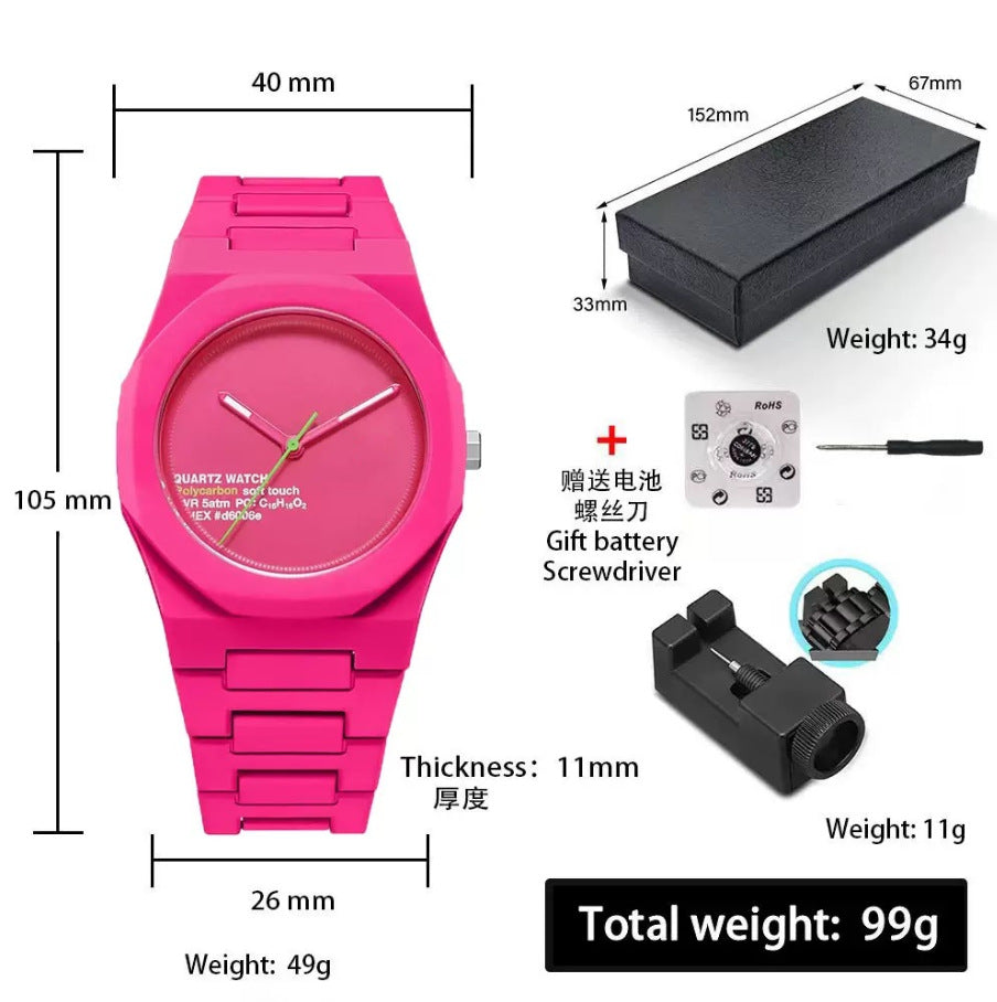 Sports-Style Waterproof Plastic Watch with Arabic Numerals