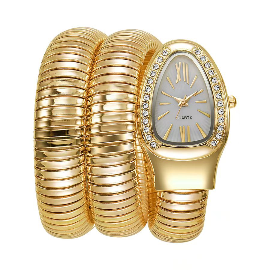 Snake-shaped watch, fashionable women's bracelet watch