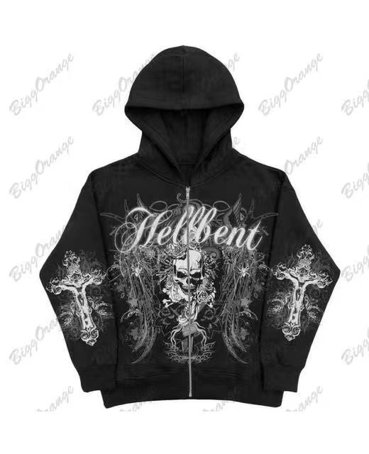 Gothic Rock Skull Bones Hoodie