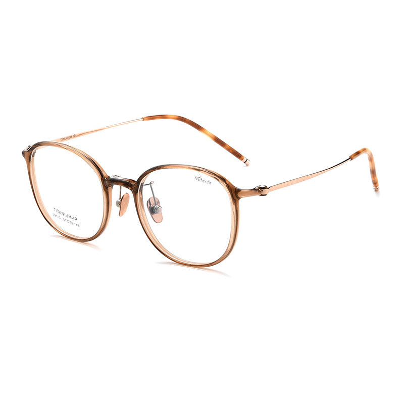 Oval ultra-light pure titanium face-slimming glasses