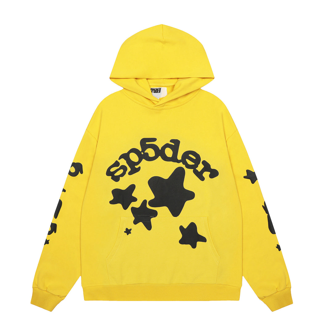 Sp5der 555555 star pattern hooded trousers and sweatshirt