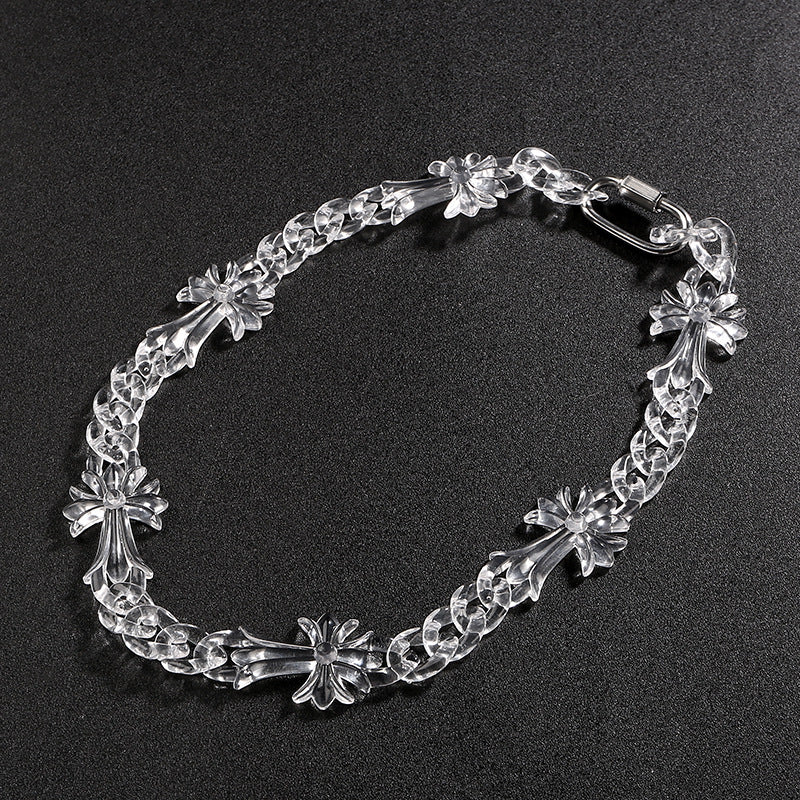 Chrome Hearts transparent resin acrylic cross necklace