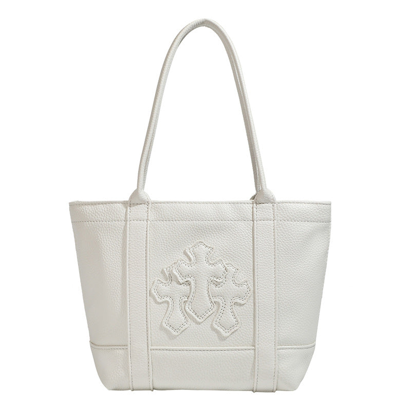 hrome Hearts Cross-Patterned PU Leather Tote Bag