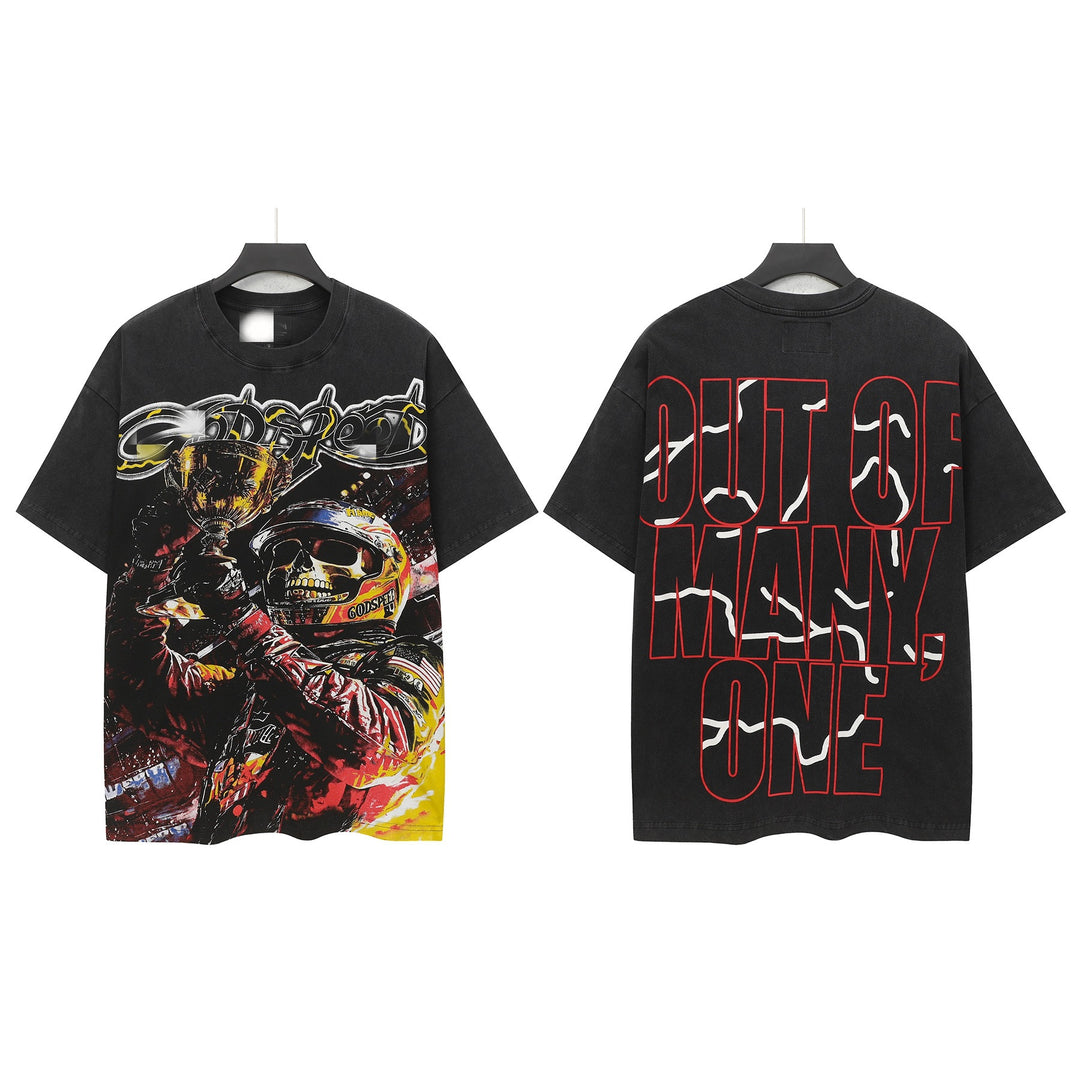Skull Hip Hop Statue of Liberty Short-Sleeve T-Shirt