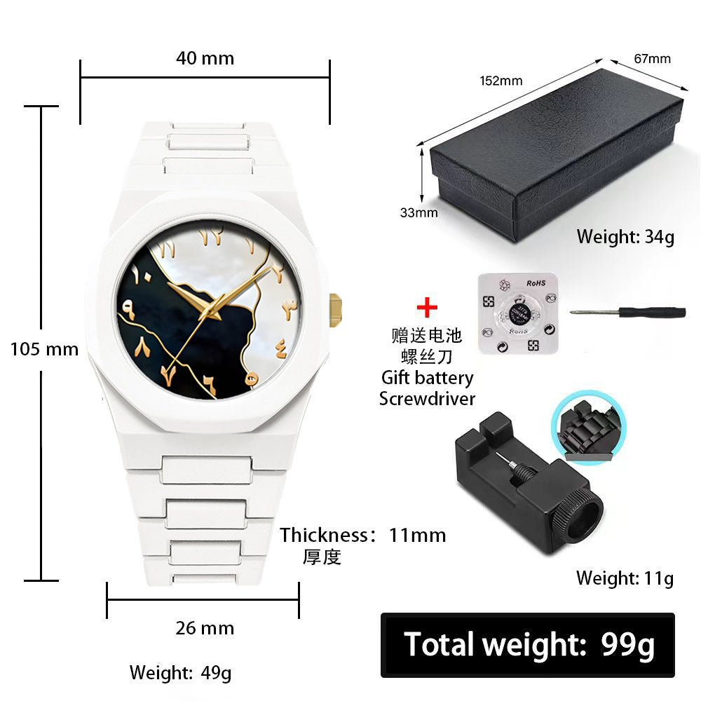 Sports-Style Waterproof Plastic Watch with Arabic Numerals