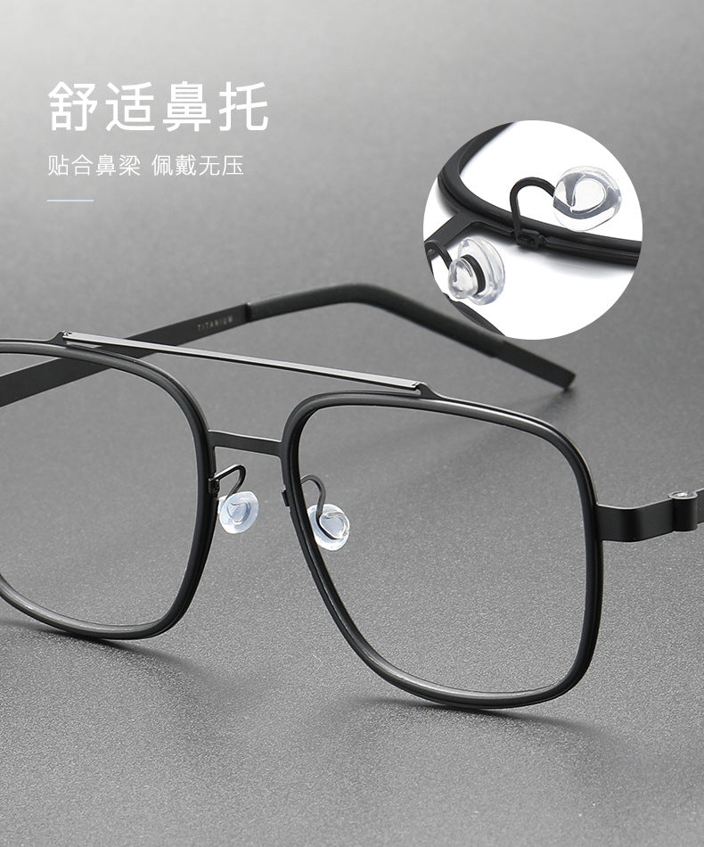 Double-bridge large square screwless welded eyeglass frame
