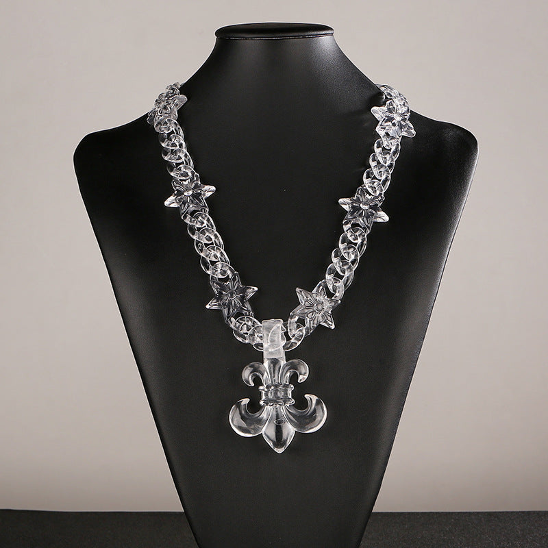 Chrome Hearts transparent resin acrylic cross necklace