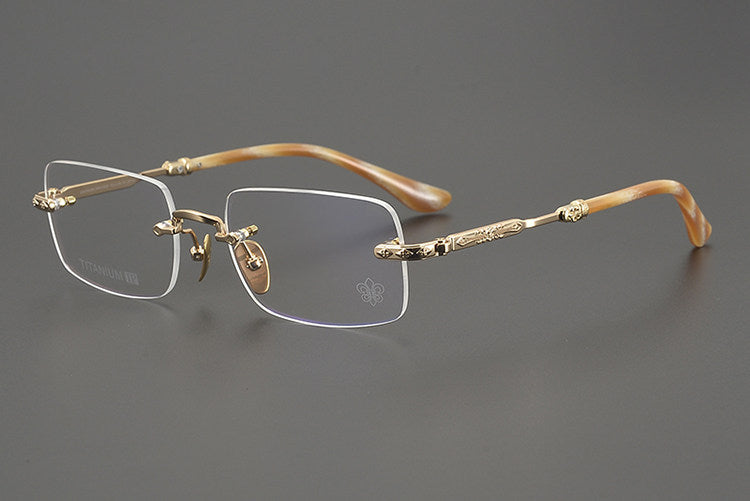 Chrome Hearts Refined Engraved Rimless Eyeglasses