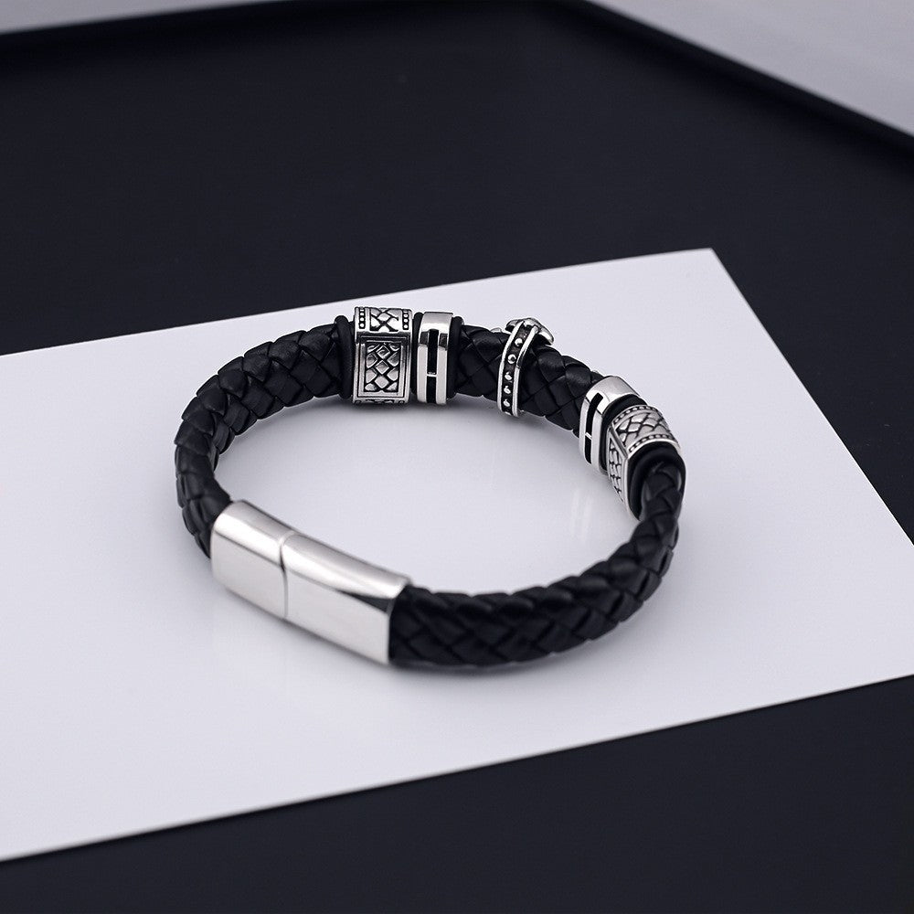 chrome hearts magnet buckle leather cord bracelet